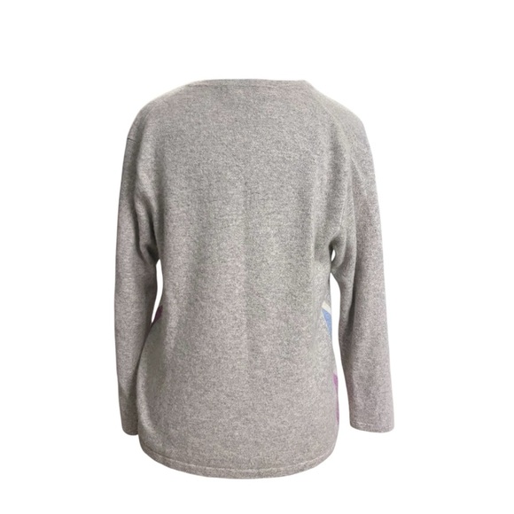 El Daws Cashmere Gray Argyle Button-Up Women's Sweater Size Medium - Picture 4 of 9